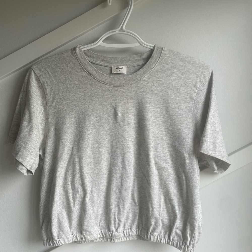 ARITZIA Wilfred Cotton Pilaf T-Shirt Light Gray size M - Picture 3 of 7